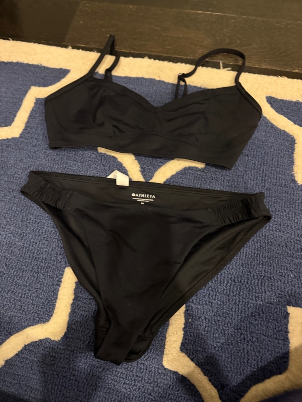 Athleta Black Two-Piece Bikini Set - Bralette Top & Classic Bottoms M